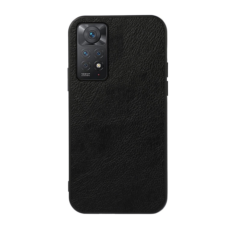 Black litchi-texture phone case with textured back and camera cutouts
