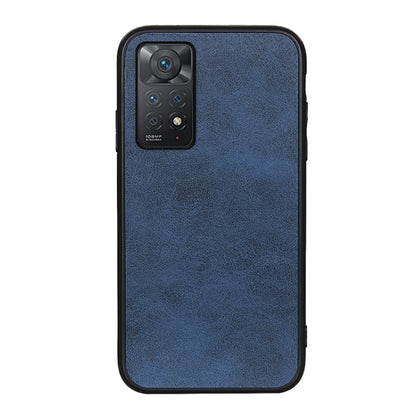 Two-tone shockproof phone case, blue calf texture with black camera panel