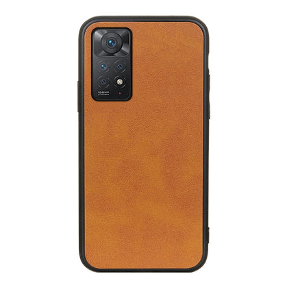 Two-tone shockproof phone case, orange calf texture with black camera panel