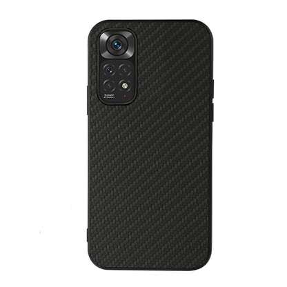 Black carbon fiber texture shockproof phone case, camera cutout and raised edges
