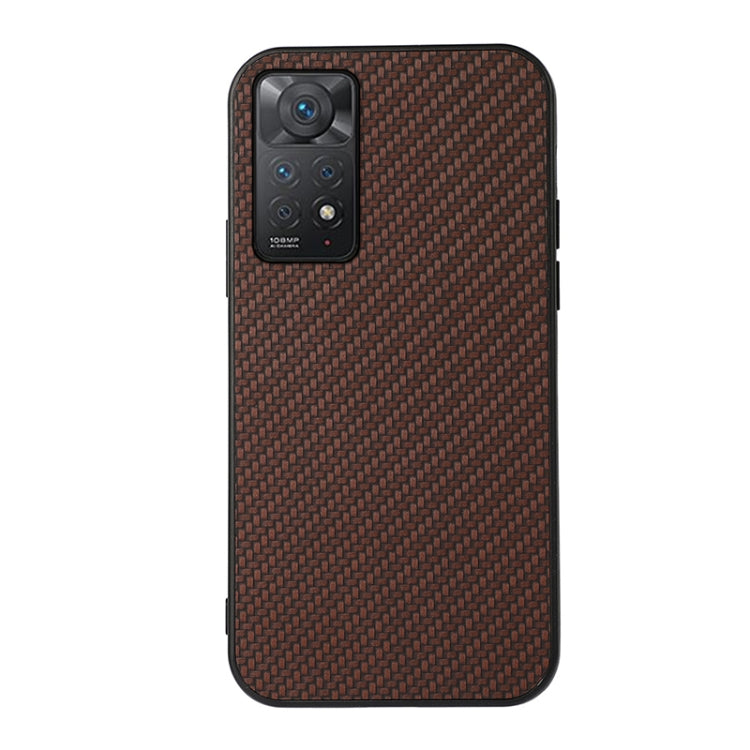 Brown carbon fiber texture shockproof phone case with camera cutouts