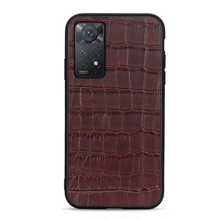 Brown crocodile-texture shockproof phone case with camera cutouts and bumper sides