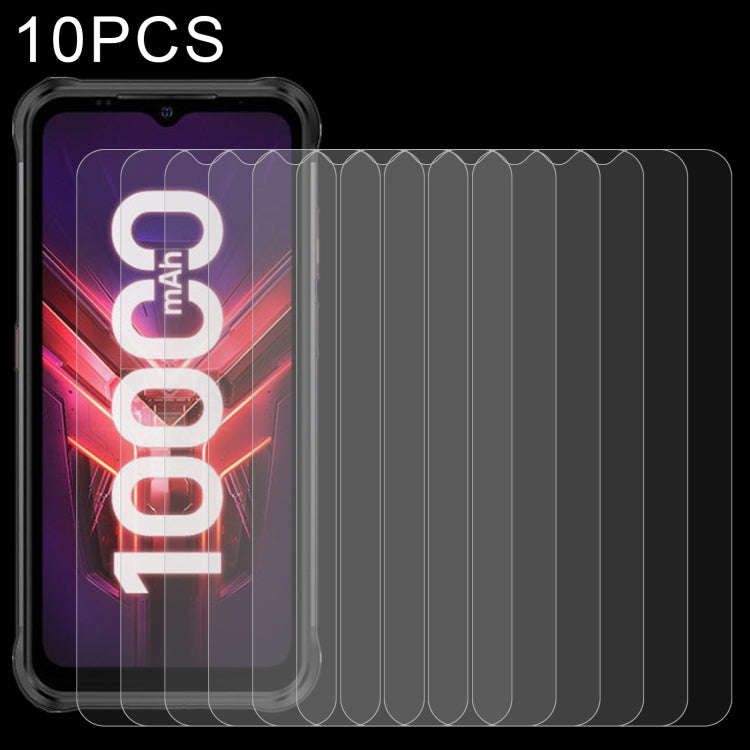 10-pack 2.5D tempered glass screen protectors overlaying curved smartphone screen