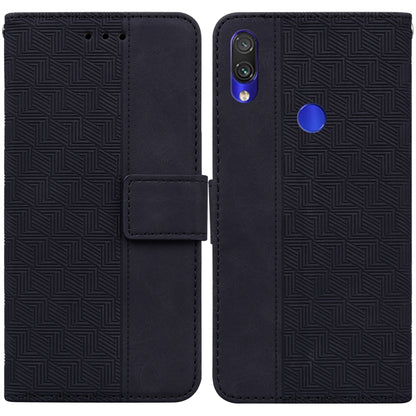 Geometric embossed leather phone case with magnetic folio strap, dark black.