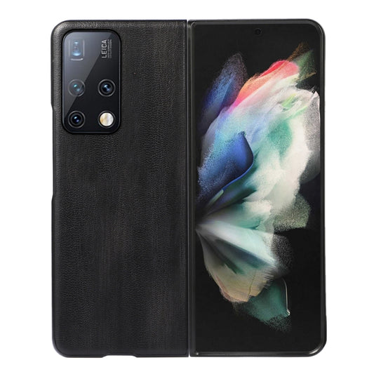 Textured PU phone case in black with camera cutout for foldable phone