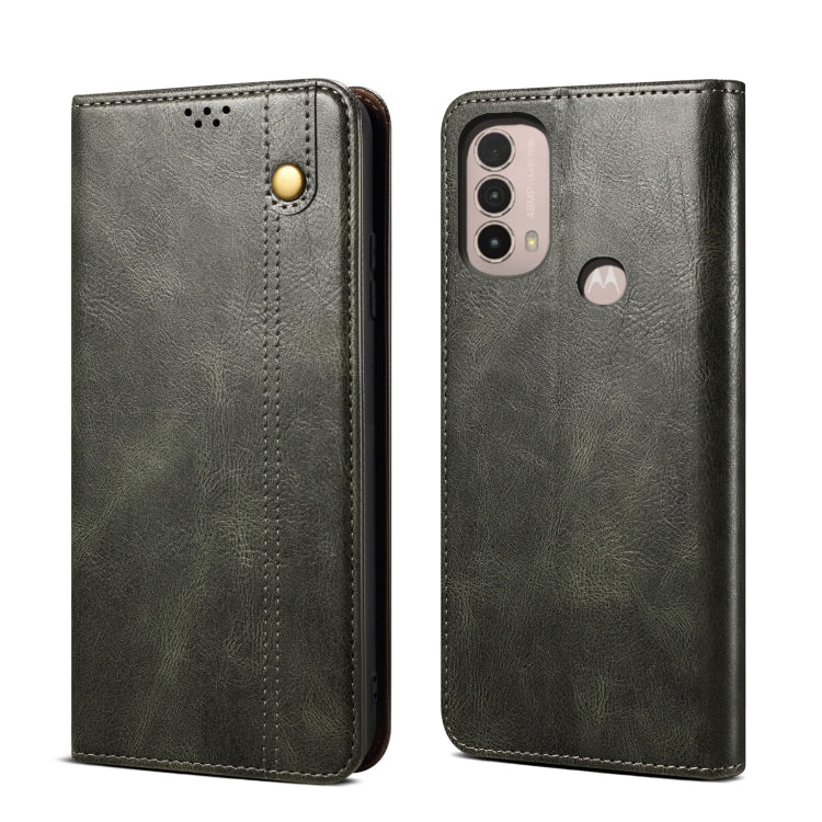 Green crazy horse leather phone case with speaker holes and camera cutout on back