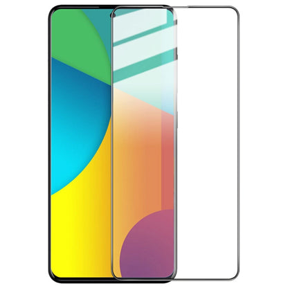 Full screen tempered glass screen protector for Galaxy A51, clear with curved edges.