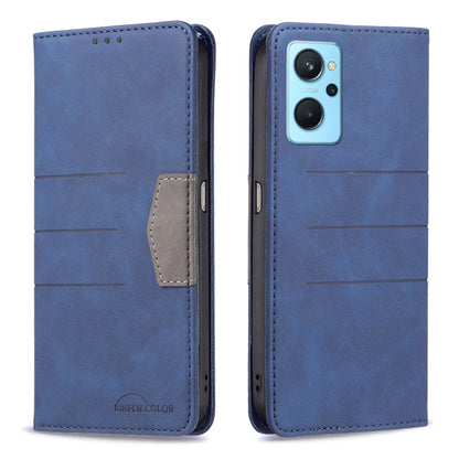 Blue leather phone case with magnetic flip, card slot and side cutouts