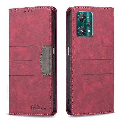 Magnetic leather phone case, red with flip cover and card-style pocket