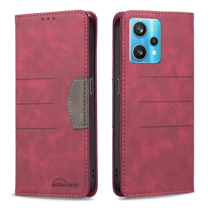 Magnetic leather phone case, red with magnetic flip and camera cutout