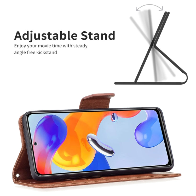 Brown leather flip phone case with fold-out stand support