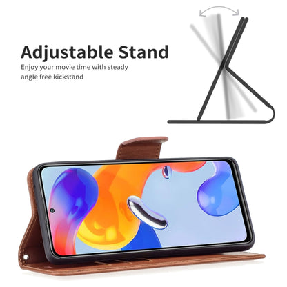 Brown leather flip phone case with fold-out stand support