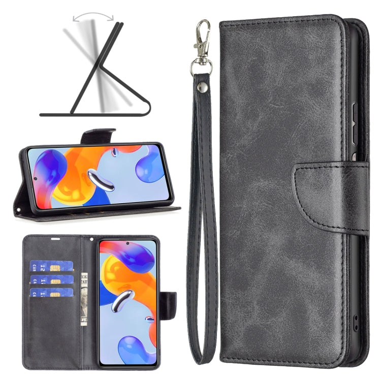 Dark grey lambskin flip wallet phone case with wrist strap and card slots