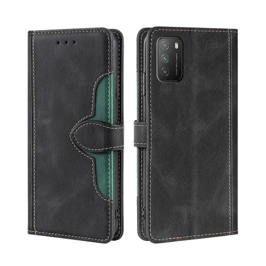 Black leather wallet phone case with magnetic strap, teal lining, card cutouts