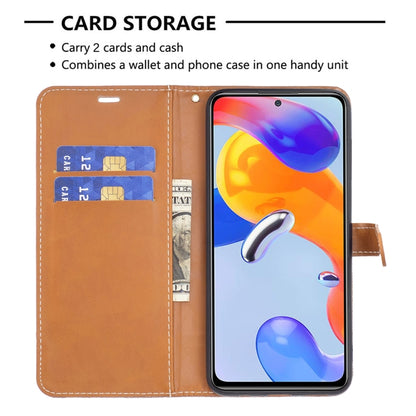 Brown denim-texture leather phone case with card slots and flip cover