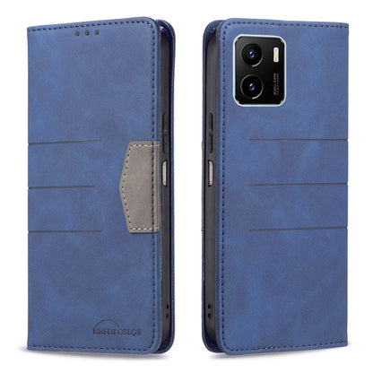 Magnetic leather phone case with card slot, blue folio with flap and camera cutout