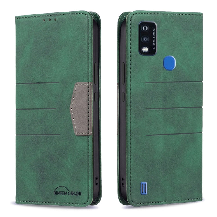 Magnetic leather phone case with card slot, green folio with magnetic snap and camera cutout
