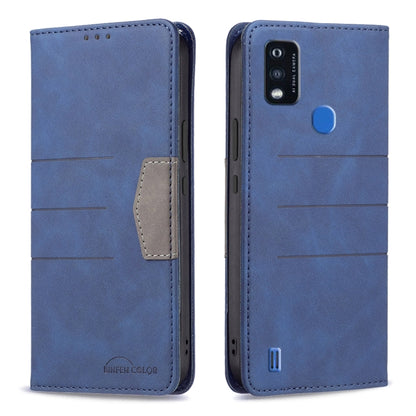Magnetic leather phone case with card slot, blue folio with magnetic snap and camera cutout