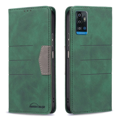 Magnetic leather phone case with card slot, green folio with magnetic snap and camera cutout