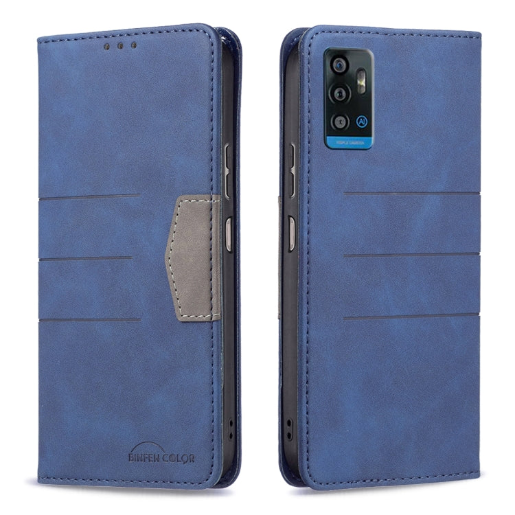 Magnetic leather phone case with card slot, blue folio with magnetic snap and camera cutout