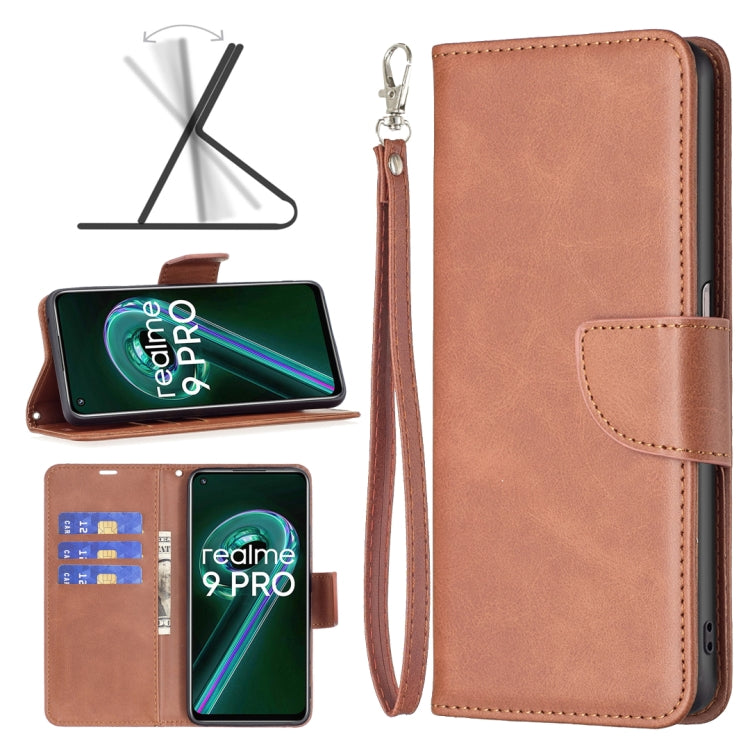 Brown leather phone case with wrist strap and flip cover, card slot on front