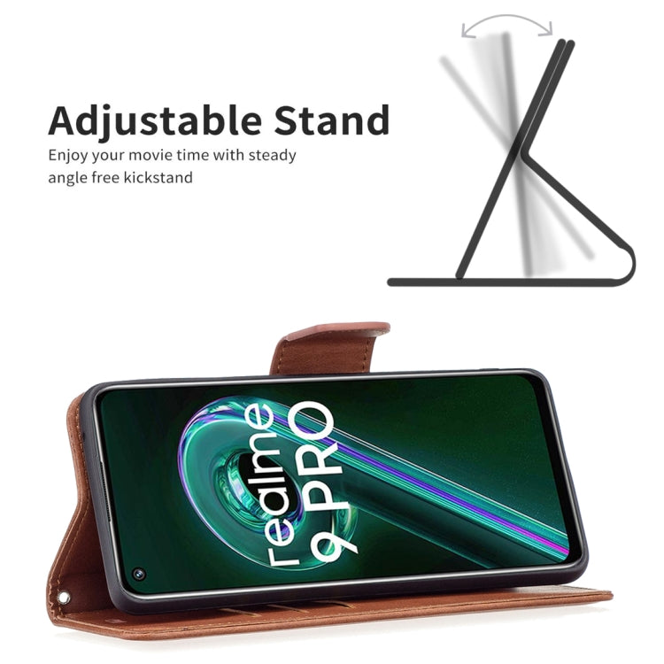 Brown leather phone case with flip cover and built-in stand support, card pocket