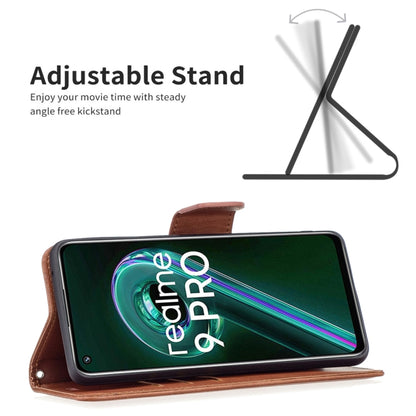 Brown leather phone case with flip cover and built-in stand support, card pocket