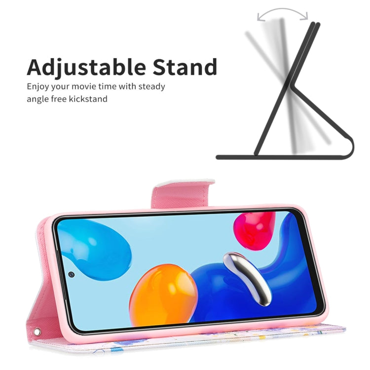 Pink leather wallet phone case for Redmi Note 11 with flip stand