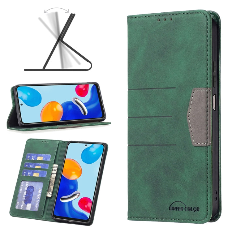 Green leather folio phone case with side card pocket, magnetic closure, and flip-stand view
