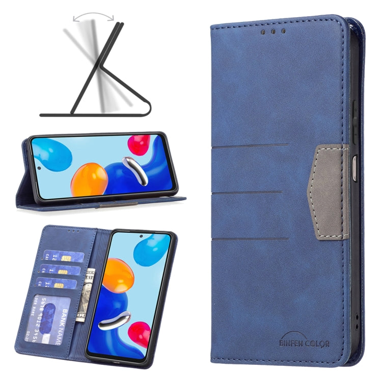 Blue leather folio phone case with magnetic closure, card holder, and kickstand