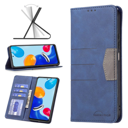 Blue leather folio phone case with magnetic closure, card holder, and kickstand