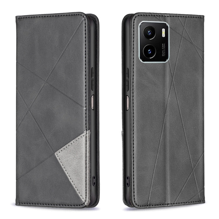 Black magnetic leather flip phone case with rhombus texture and gray card pocket panel