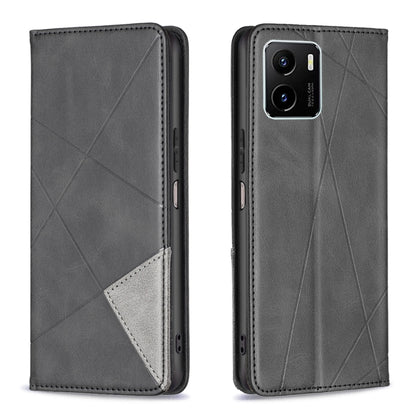 Black magnetic leather flip phone case with rhombus texture and gray card pocket panel