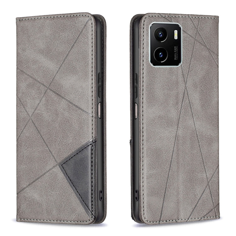 Grey magnetic leather flip phone case with rhombus texture and gray card pocket panel