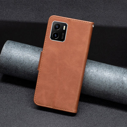Brown flip leather phone case with camera window and side buttons