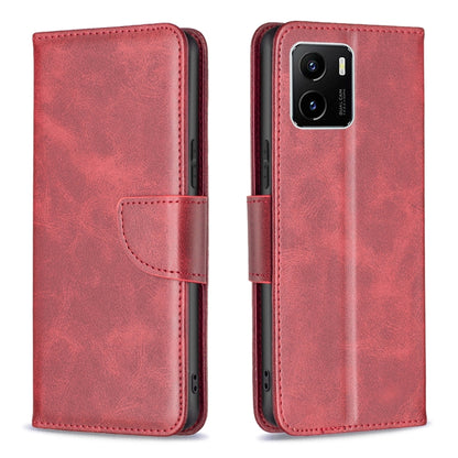 Red flip leather phone case with magnetic closure and card slot
