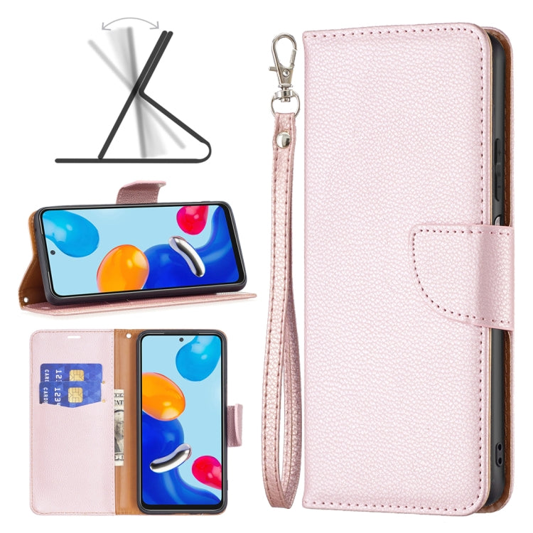 Pink textured leather phone folio case with wrist strap and front card holder.