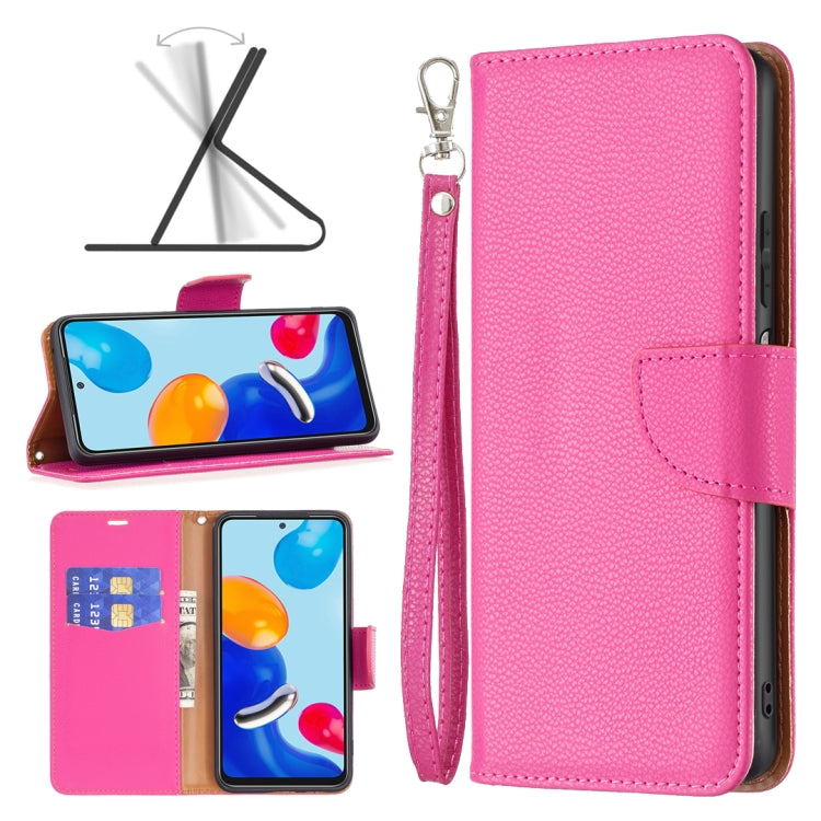 Hot pink textured leather phone folio case with wrist strap and front card holder.