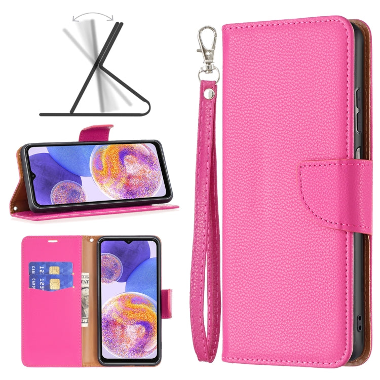 Bright pink textured leather phone folio case with wrist strap and card slot.