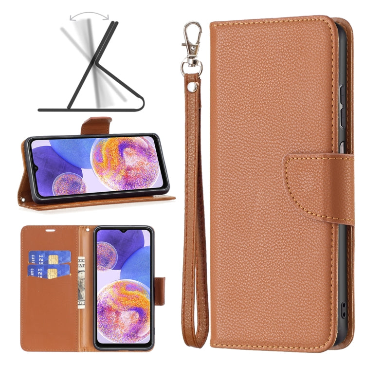 Textured brown leather folio phone case with flip cover, card holder and wrist strap