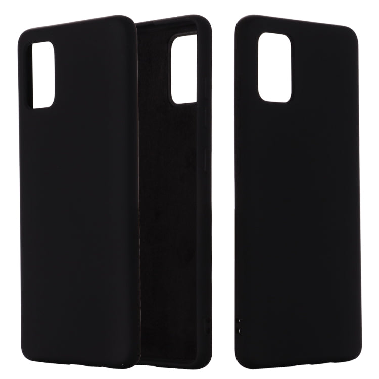 Liquid silicone phone case, full coverage, shockproof design with cutouts (black).