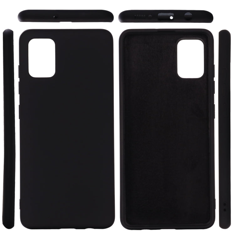 Liquid silicone phone case set showing front and back cutouts (black).