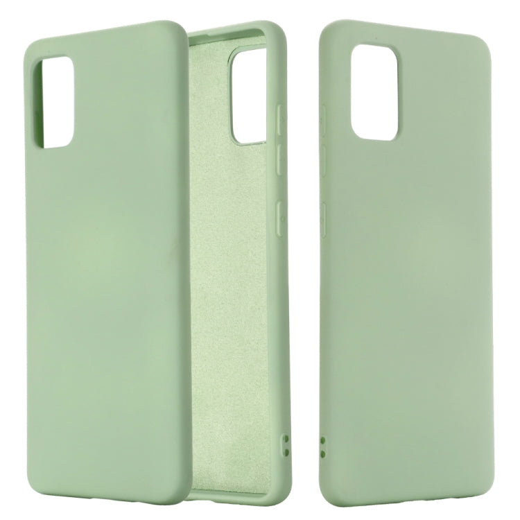 Liquid silicone phone case, full coverage, shockproof design with cutouts (mint green).