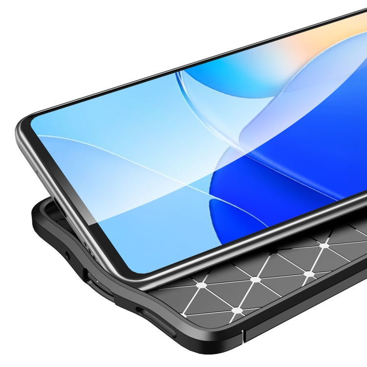 Black TPU phone case with raised screen rim and litchi texture, showing camera cutout opening