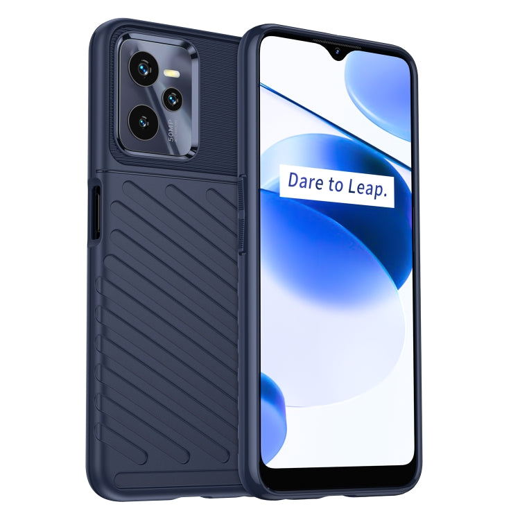 Blue TPU phone case with shockproof bumper, textured back, camera cutouts