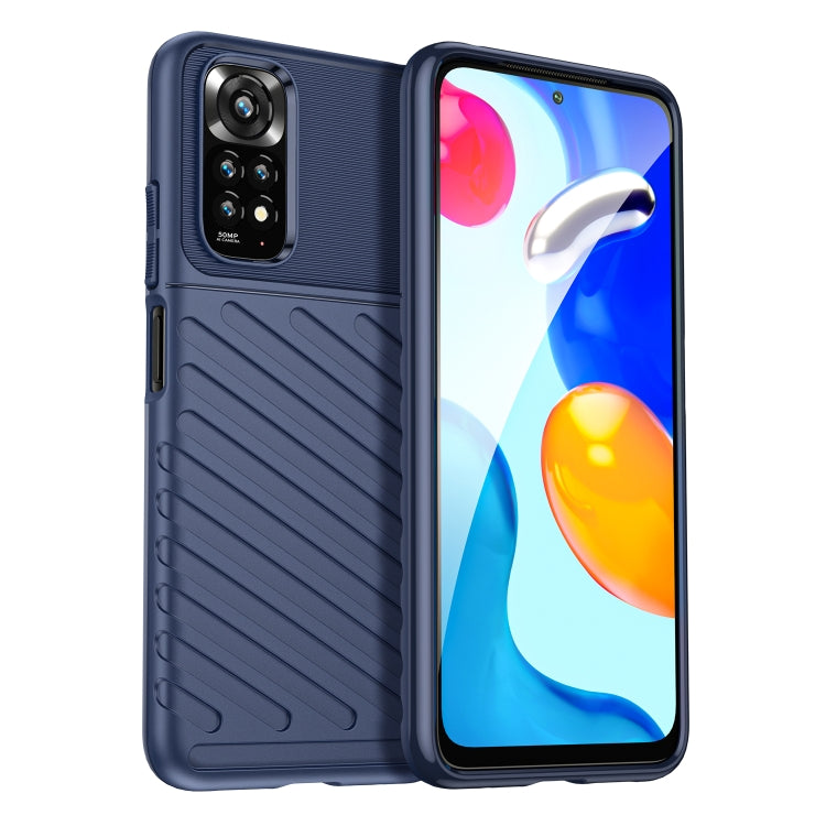 Blue TPU shockproof phone case with ridged back and camera cutout