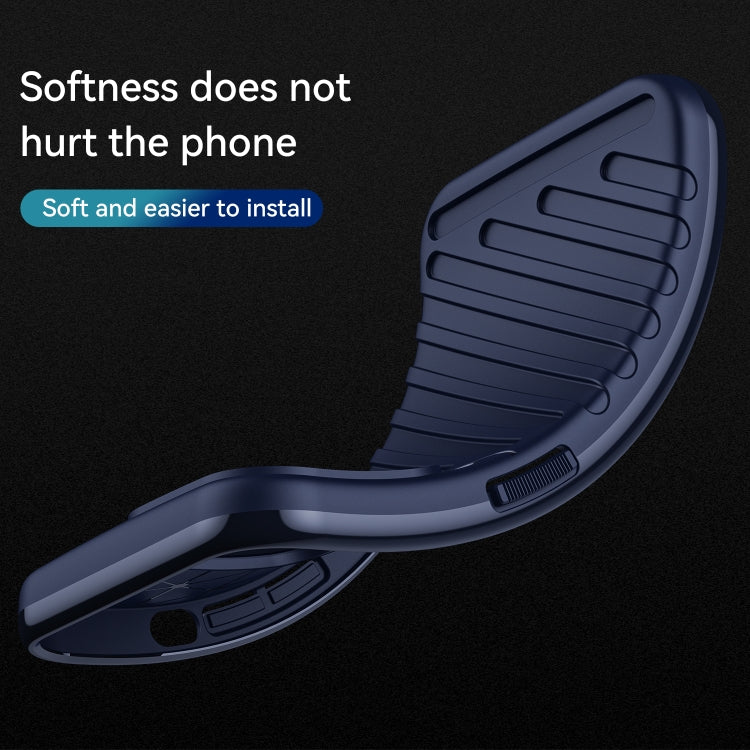 Blue TPU shockproof phone case with curved edge and raised corners
