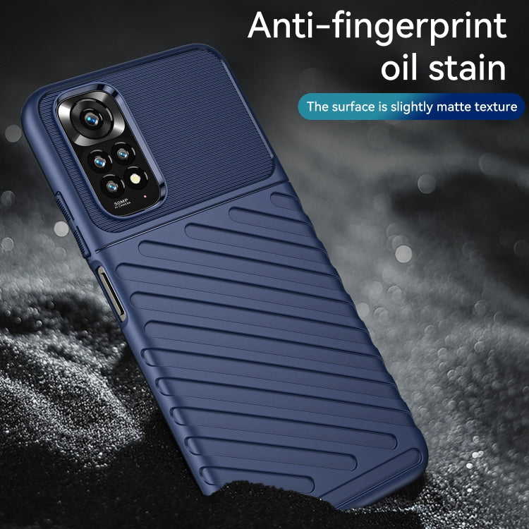 Blue TPU shockproof phone case with matte texture and camera cutout