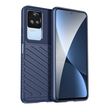 Blue TPU shockproof phone case with ridged back and front screen cover