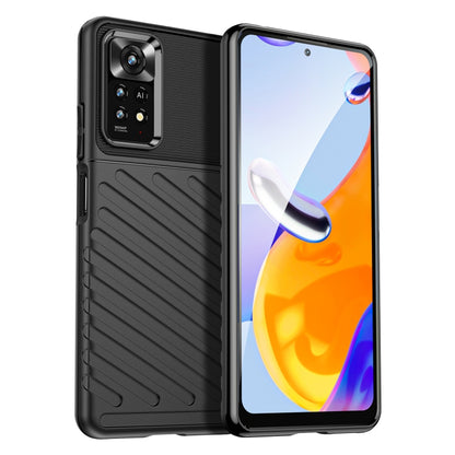 Black shockproof TPU phone case with textured back, camera cutout, and side buttons